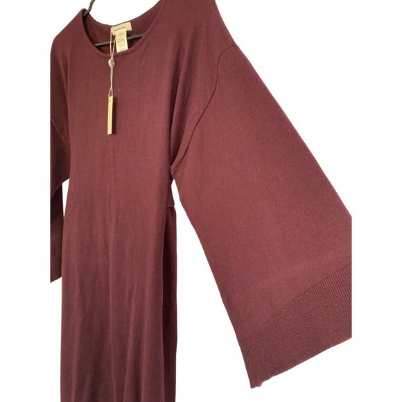 NWT Max Studio Wine Midi Kimono Sweater Dress S Wide Sleeve Belt RT10540 - Picture 6 of 7